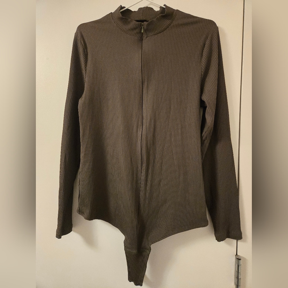 Abercrombie & Fitch Dark Greenβ Ribbed Bodysuit